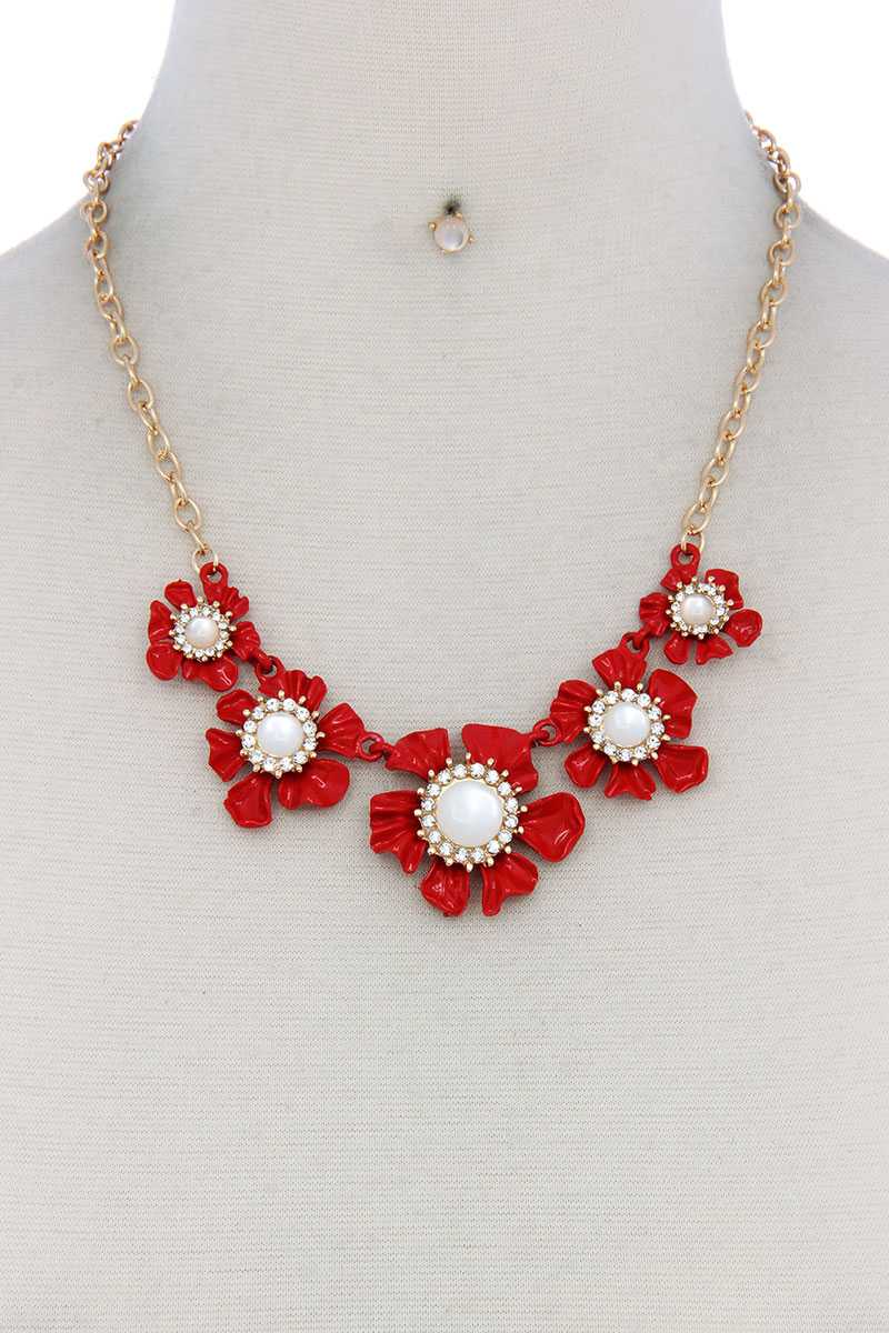 Floral Pearl Bead Necklace - Image 4