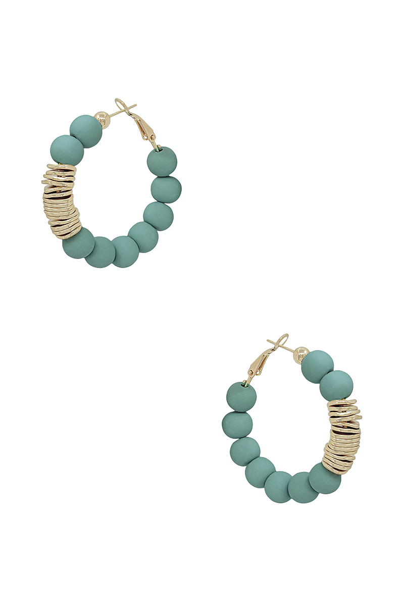 Clay Ball With Metal Accent Hoop Earring - Image 3