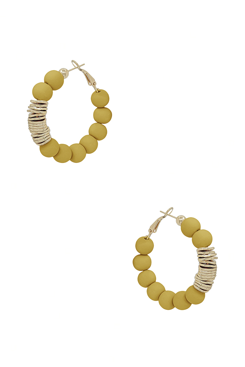 Clay Ball With Metal Accent Hoop Earring - Image 4