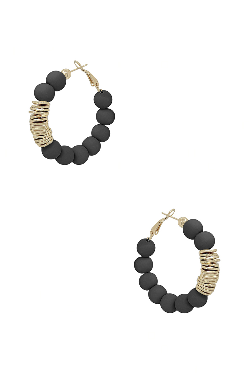 Clay Ball With Metal Accent Hoop Earring - Image 5