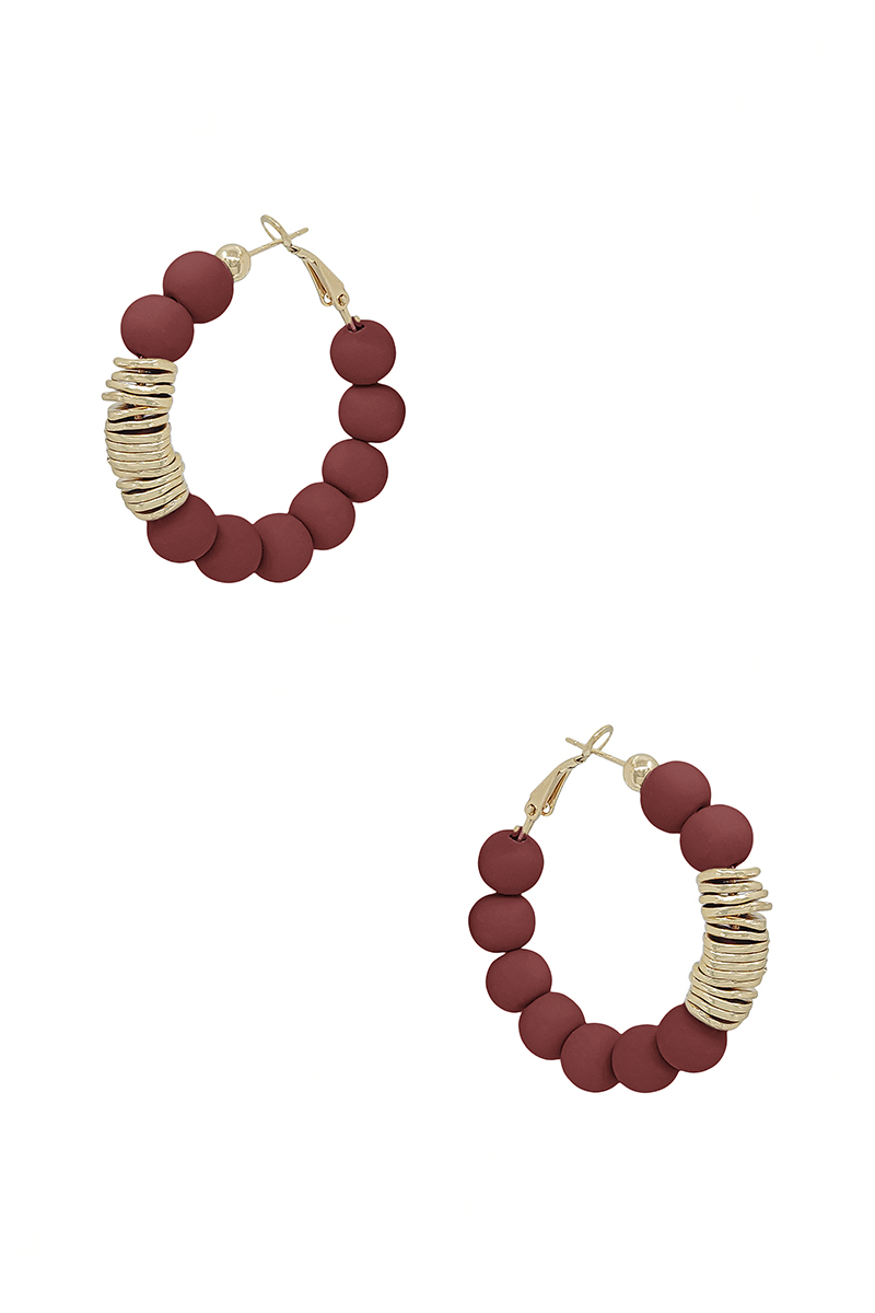 Clay Ball With Metal Accent Hoop Earring - Image 6